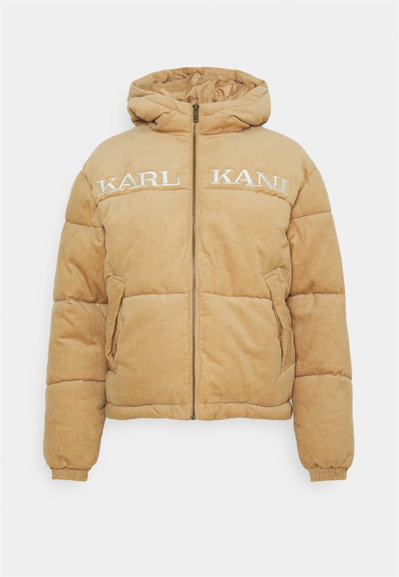 KARL KANI KW213-025 KK Retro corduroy hooded puffer jacket sand