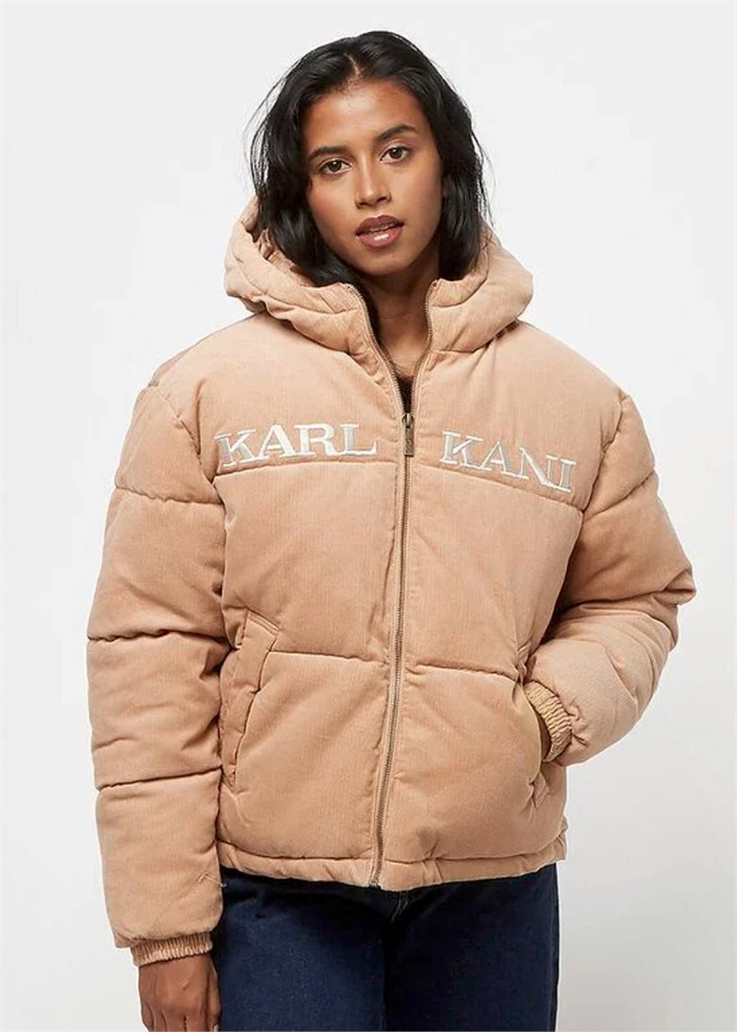 KARL KANI KW213-025 KK Retro corduroy hooded puffer jacket sand