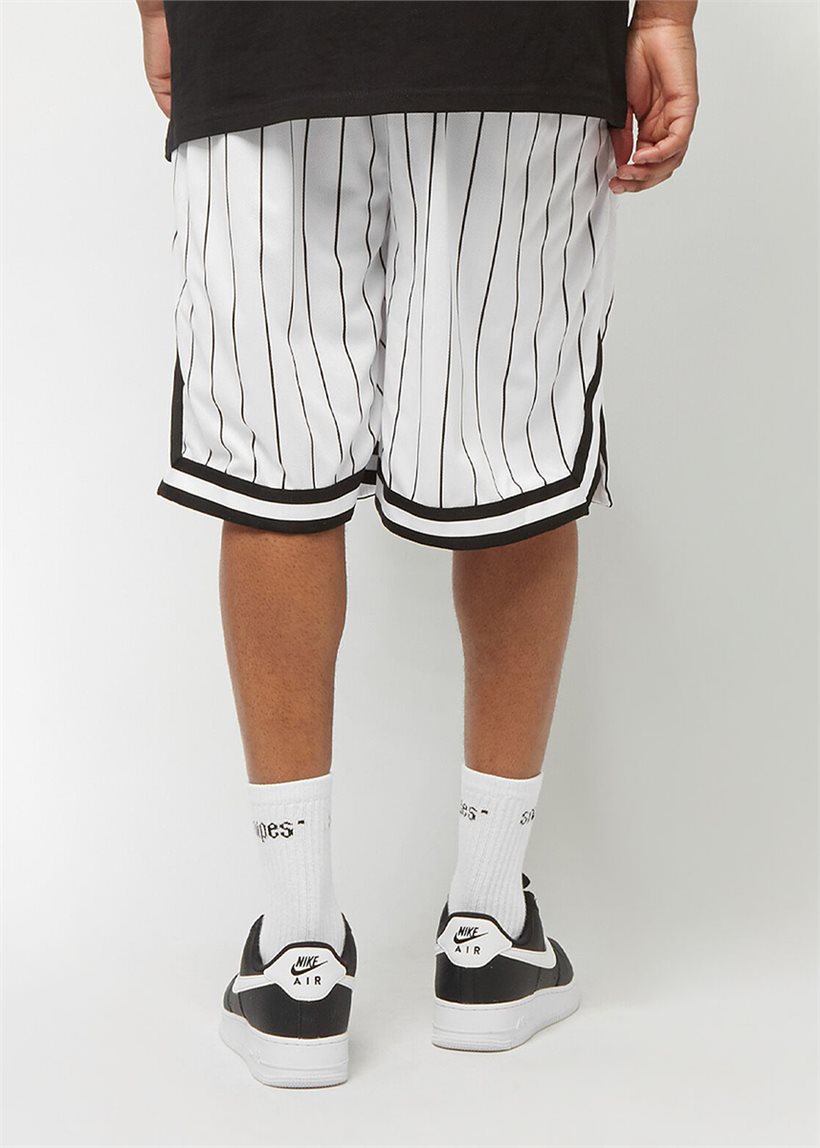 Karl Kani KM-PS011-002 KK Small Signature white pinstripe shorts