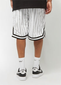 Karl Kani KM-PS011-002 KK Small Signature white pinstripe shorts