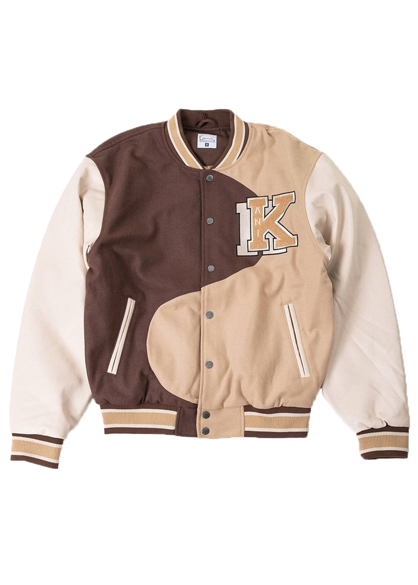 Karl Kani KU233-001 KK Retro Patch Wavy Block brown college jacket