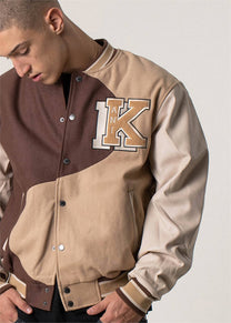 Karl Kani KU233-001 KK Retro Patch Wavy Block brown college jacket