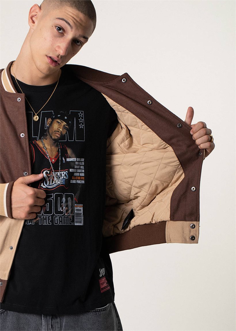 Karl Kani KU233-001 KK Retro Patch Wavy Block brown college jacket