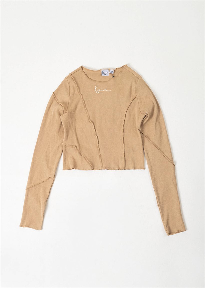 KARL KANI KW233-037 KK Small signature rib Ls beige