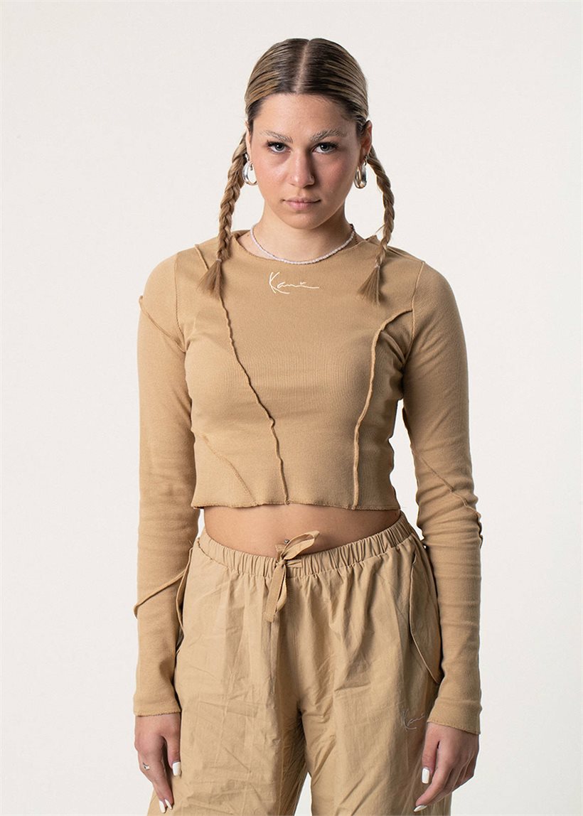 KARL KANI KW233-037 KK Small signature rib Ls beige