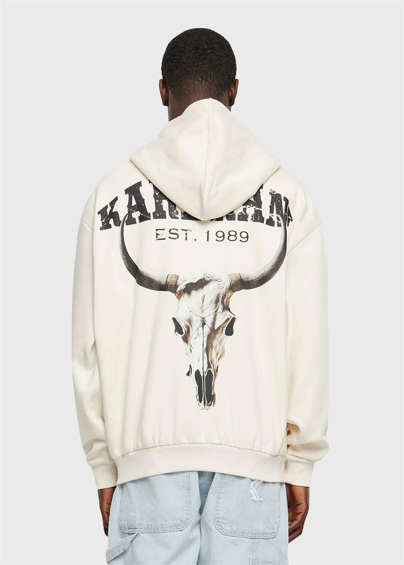 KARL KANI KM241-005 Chest signature os heavy full zip skull off white