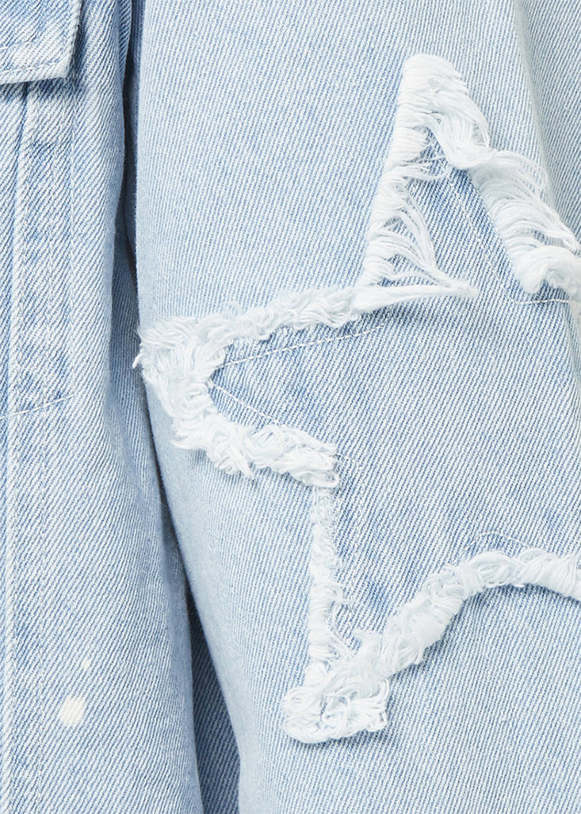 Karl Kani KM241-014 OG Paintsplatter bleached blue denim trucker jacket