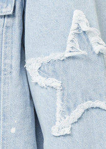 Karl Kani KM241-014 OG Paintsplatter bleached blue denim trucker jacket