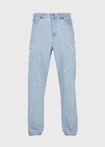 Karl Kani KM241-017 OG Paintsplatter bleached blue baggy five pocket denim pants