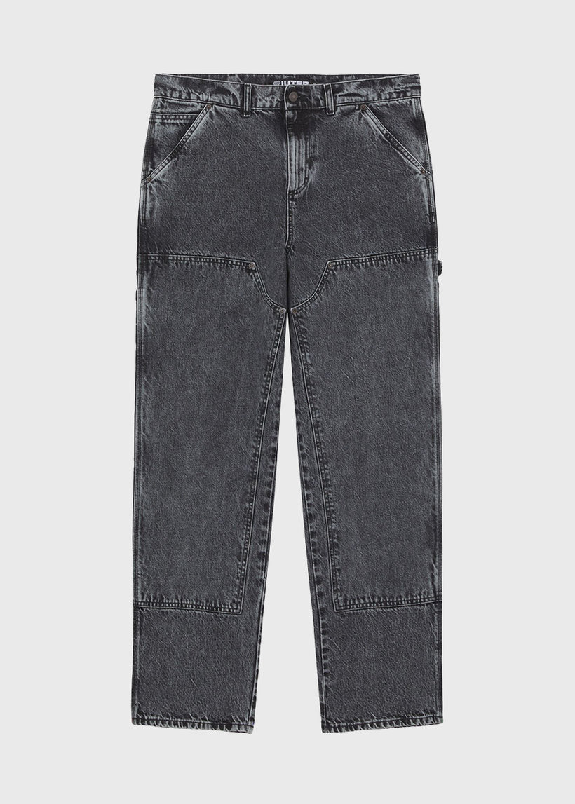 Iuter Double Knee denim grey bleach pants