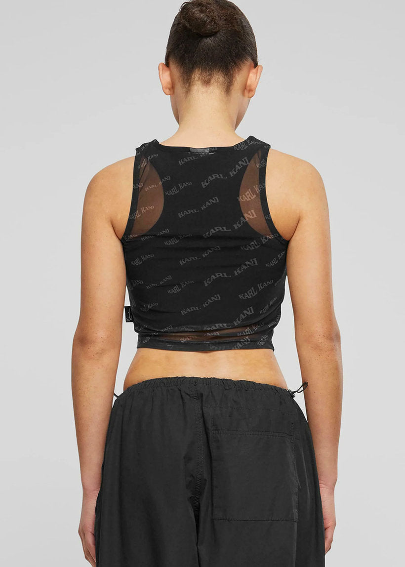 KARL KANI KW242-003 Chest signature gathering mesh top black