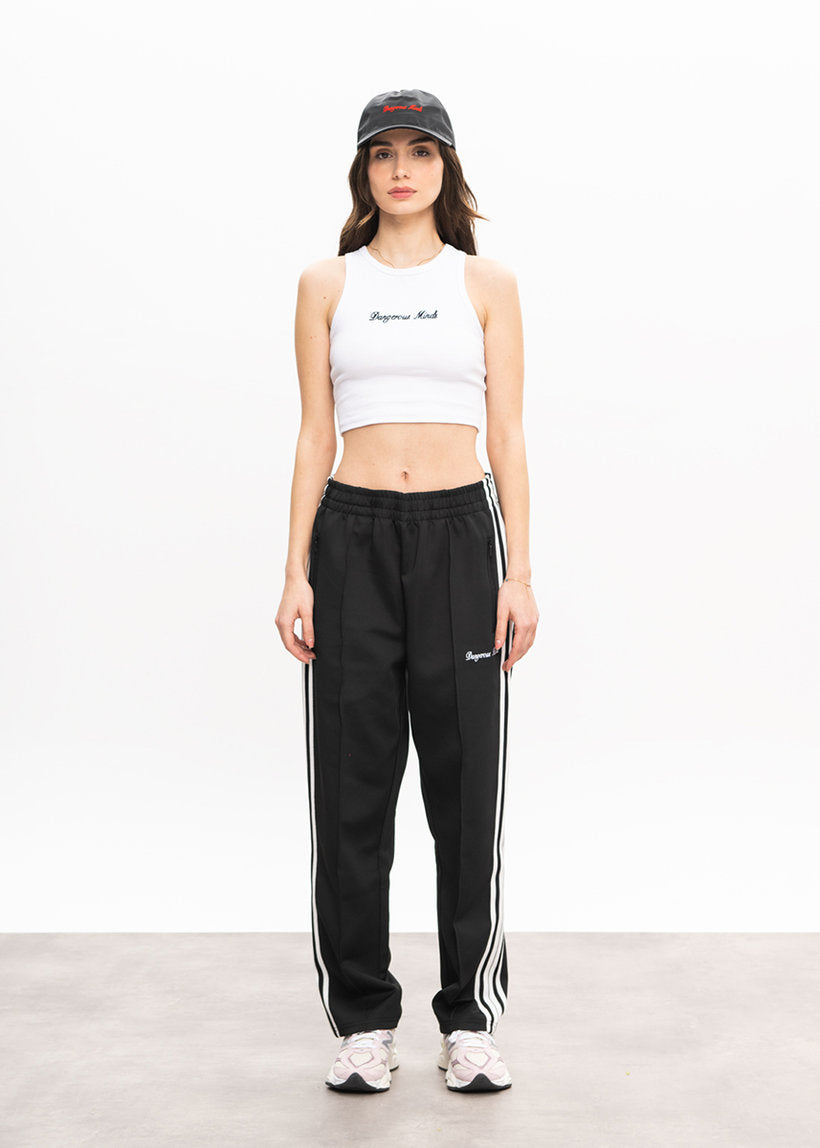 Dangerous Minds 100 Regular Fit black white stripe track pants