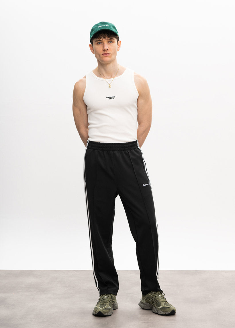 DANGEROUS MINDS 100 Black white stripe regular fit track pants