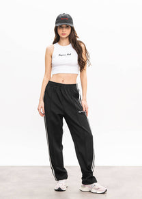 Dangerous Minds 100 Regular Fit black white stripe track pants