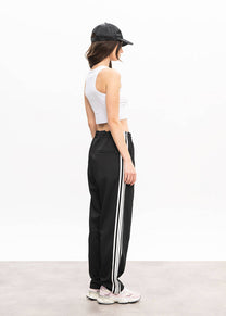Dangerous Minds 100 Regular Fit black white stripe track pants