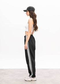 Dangerous Minds 100 Regular Fit black white stripe track pants