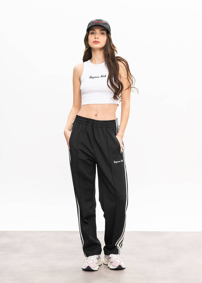 Dangerous Minds 100 Regular Fit black white stripe track pants