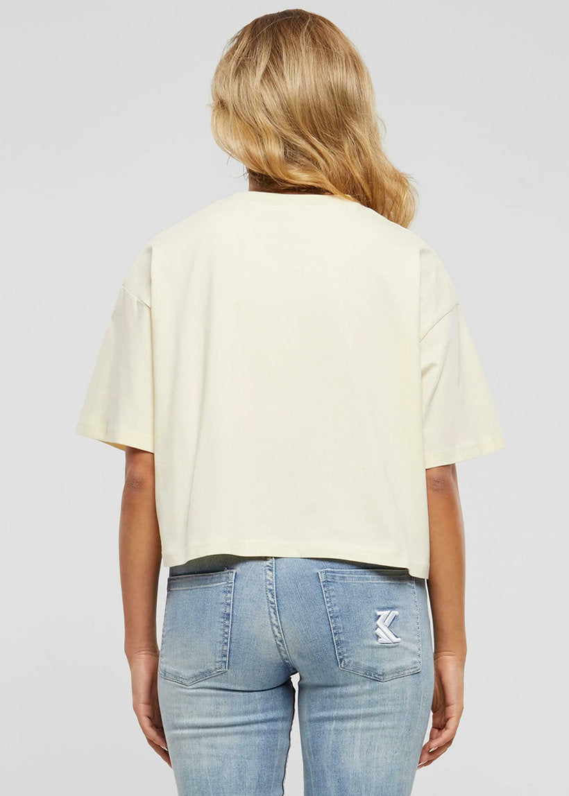 KARL KANI KW242-026 Serif originator crop tee off white