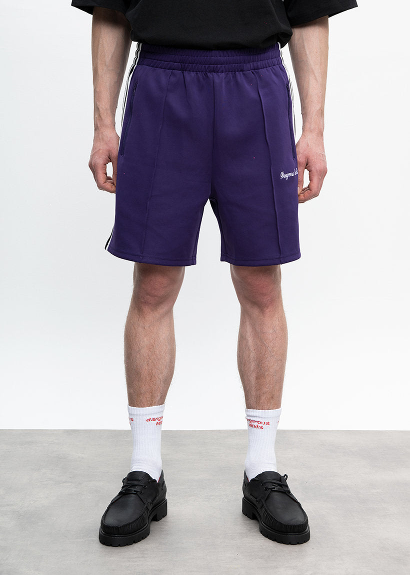 DANGEROUS MINDS 804 Purple white stripe short track pants