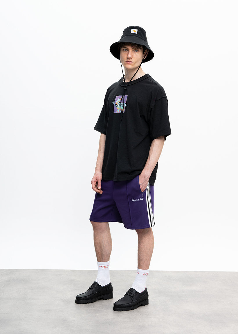 DANGEROUS MINDS 804 Purple white stripe short track pants