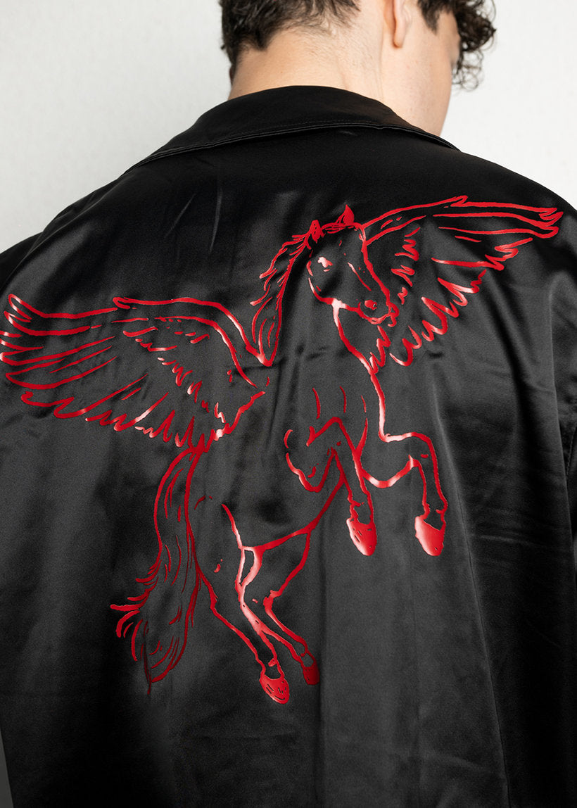 Dangerous Minds 998 Horse black satin shirt