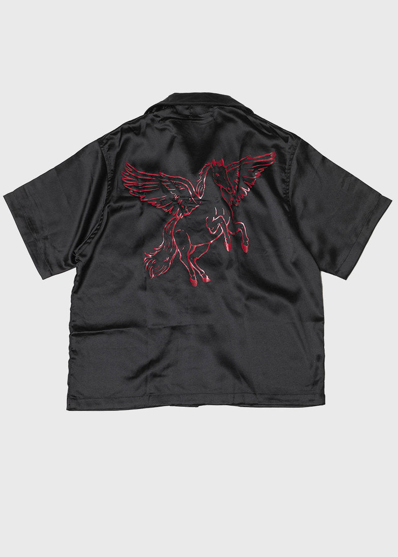 Dangerous Minds 998 Horse black satin shirt