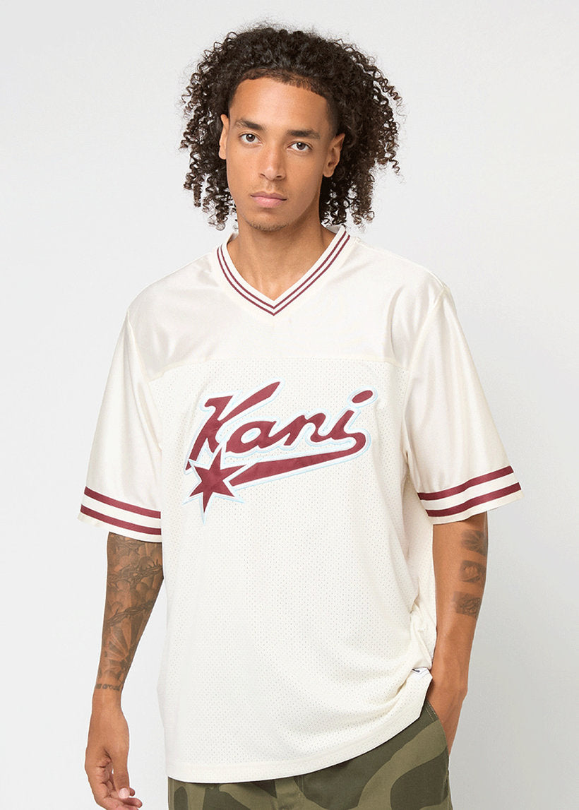 KARL KANI KM253-027 Varsity star football jesey beige