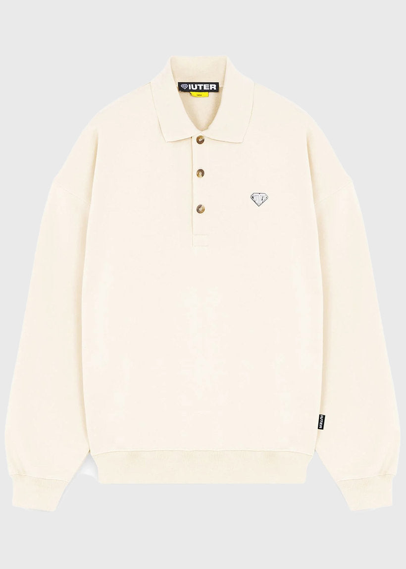 IUTER Heart logo polo sweatshirt cream