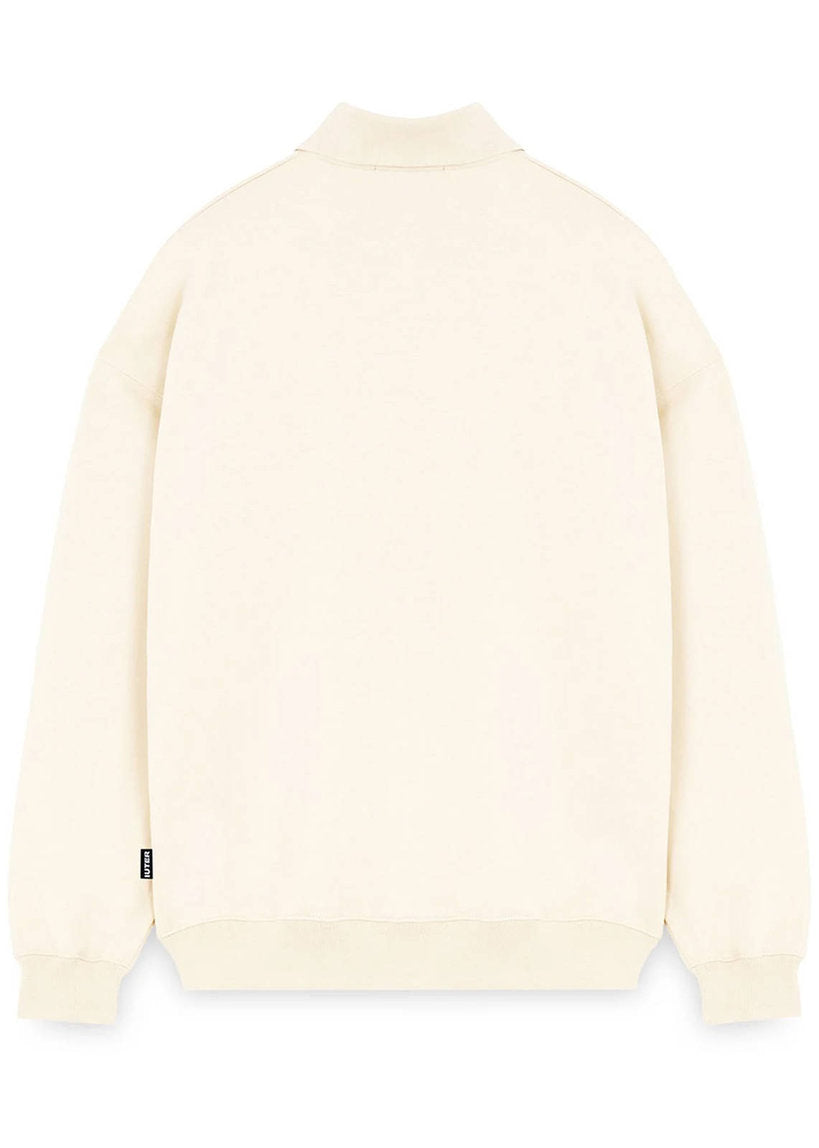 IUTER Heart logo polo sweatshirt cream