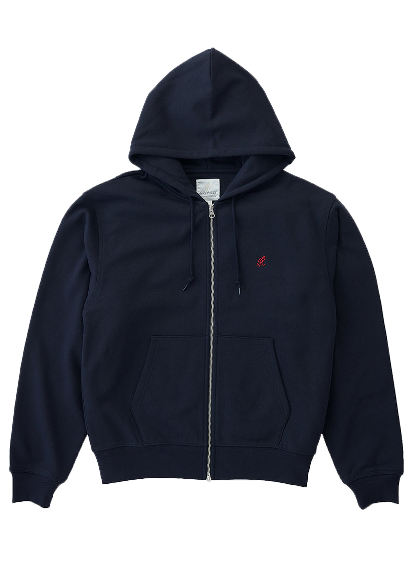 Gramicci G310-FT One Point zip hooded dark navy sweatshirt