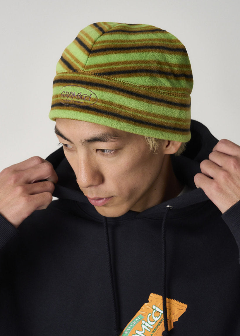 Gramicci G5FA-083 thermal fleece chartreuse stripe beanie