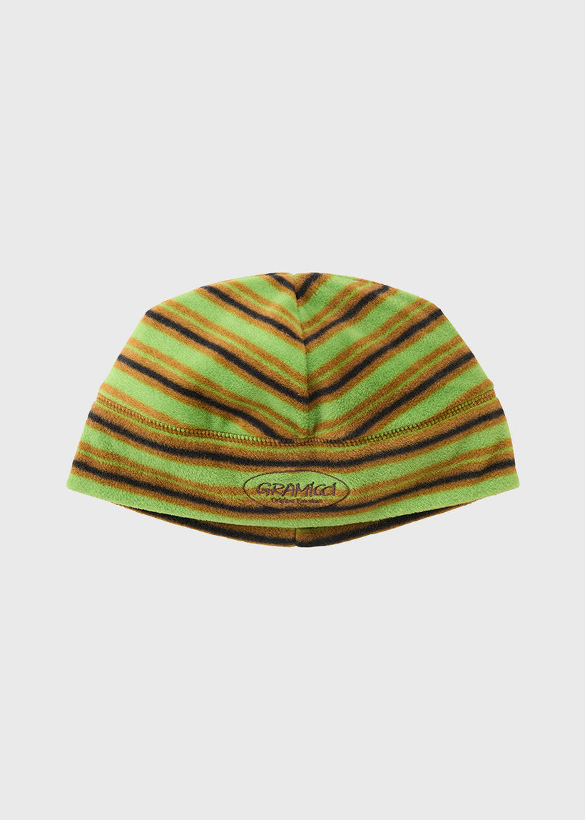Gramicci G5FA-083 thermal fleece chartreuse stripe beanie