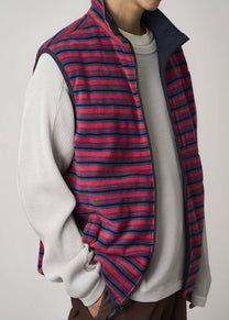 Gramicci G5FU-J005 thermal fleece reversible berry stripe vest