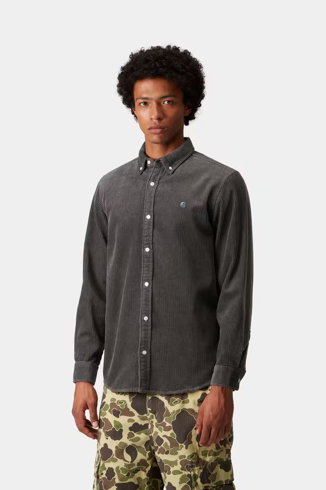 Carhartt WIP I029958 Madison graphite/graphite corduroy L/S shirt