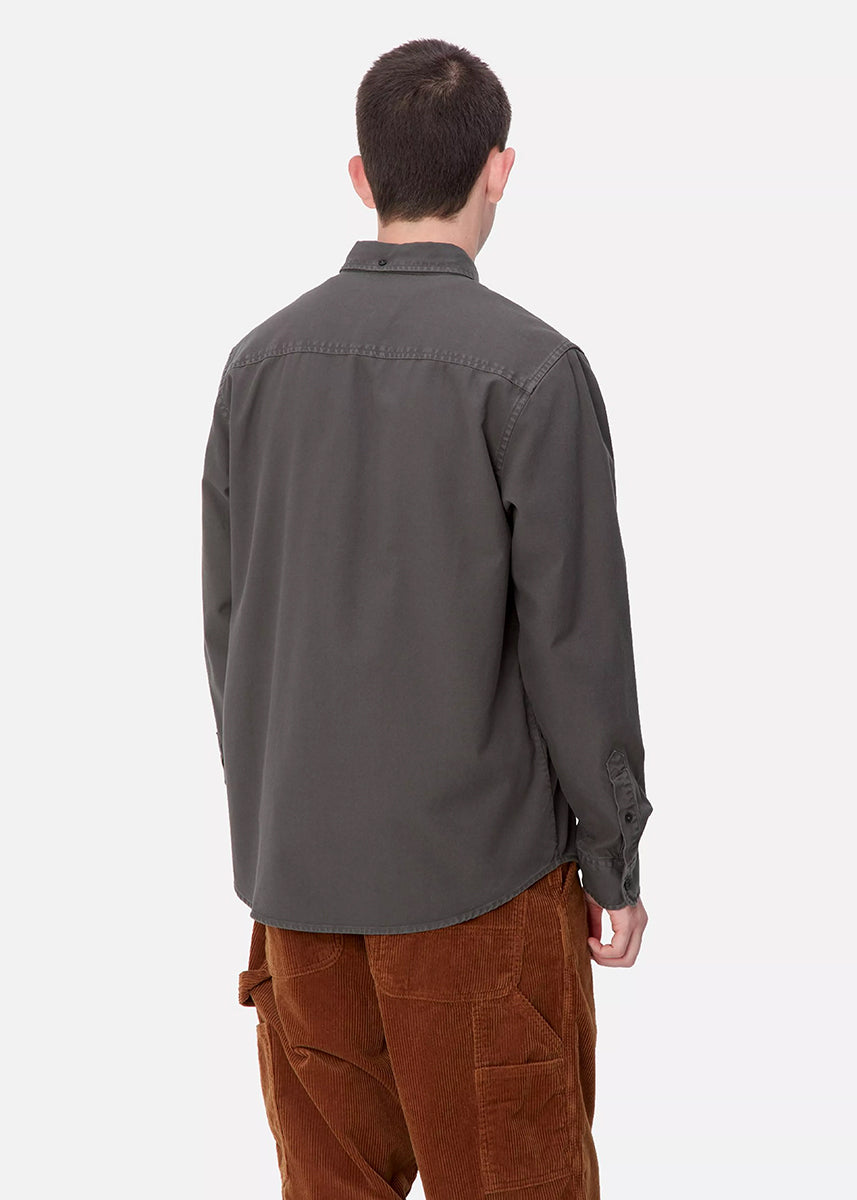 Carhartt WIP I030238 Bolton graphite garment dyed L/S shirt