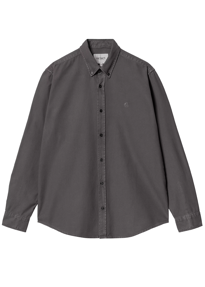 Carhartt WIP I030238 Bolton graphite garment dyed L/S shirt
