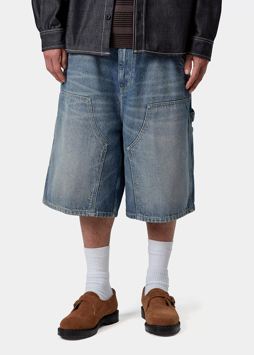 Carhartt WIP I036272 OG Aden Double Knee blue grind wash shorts