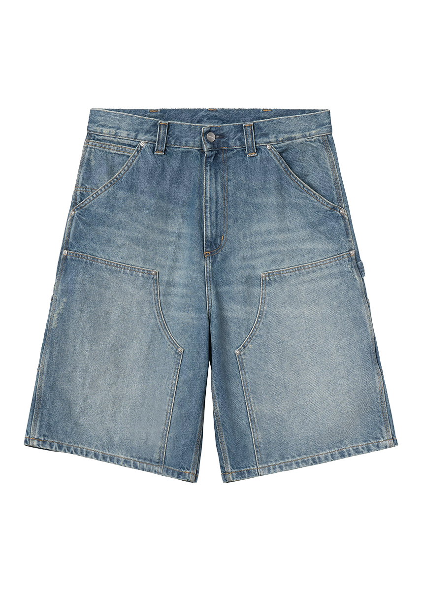 Carhartt WIP I036272 OG Aden Double Knee blue grind wash shorts