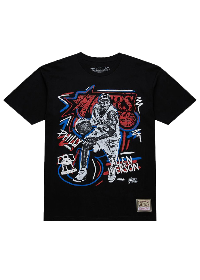 Mitchell &amp; Ness NBA Chalked Up Philadelphia 76ers Allen Iverson black tee