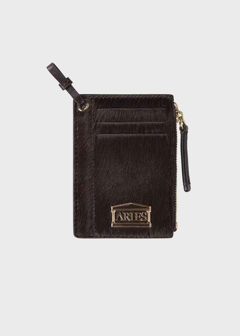 Aries card holder ponyskin brown