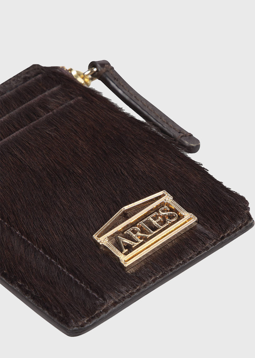 Aries card holder ponyskin brown