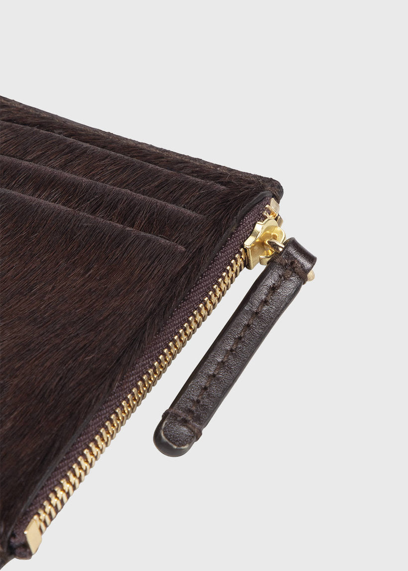 Aries card holder ponyskin brown
