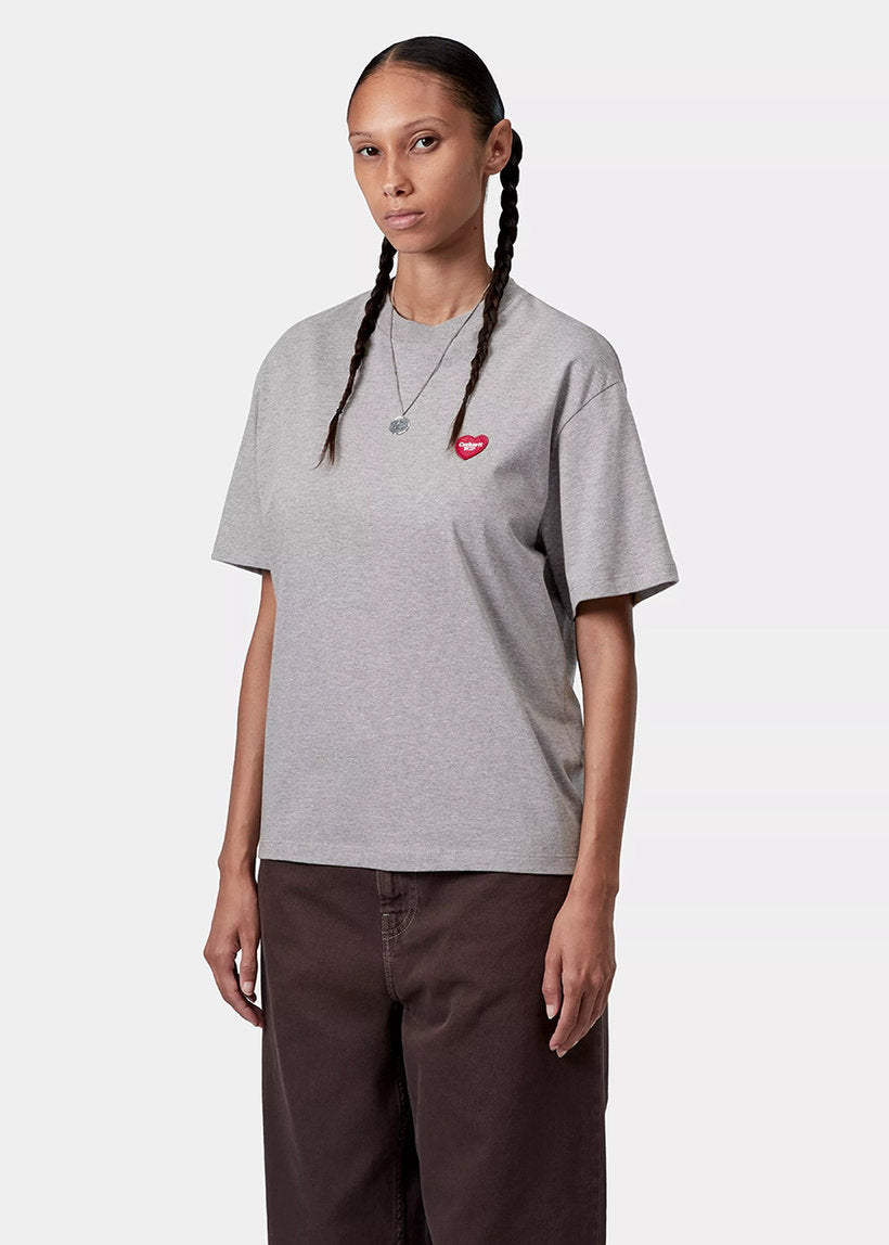Carhartt WIP I032318 W' Heart Patch grey heather/red S/S tshirt