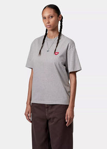 Carhartt WIP I032318 W' Heart Patch grey heather/red S/S tshirt