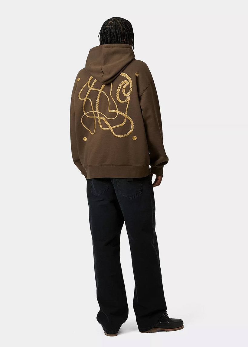 Carhartt WIP I034423 Charm Link liberica/gold stone washed hooded sweatshirt