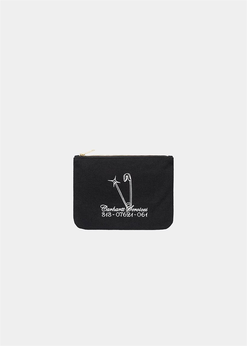 Carhartt WIP I033096 Canvas safety pin embroidery/BLK graphic zip wallet