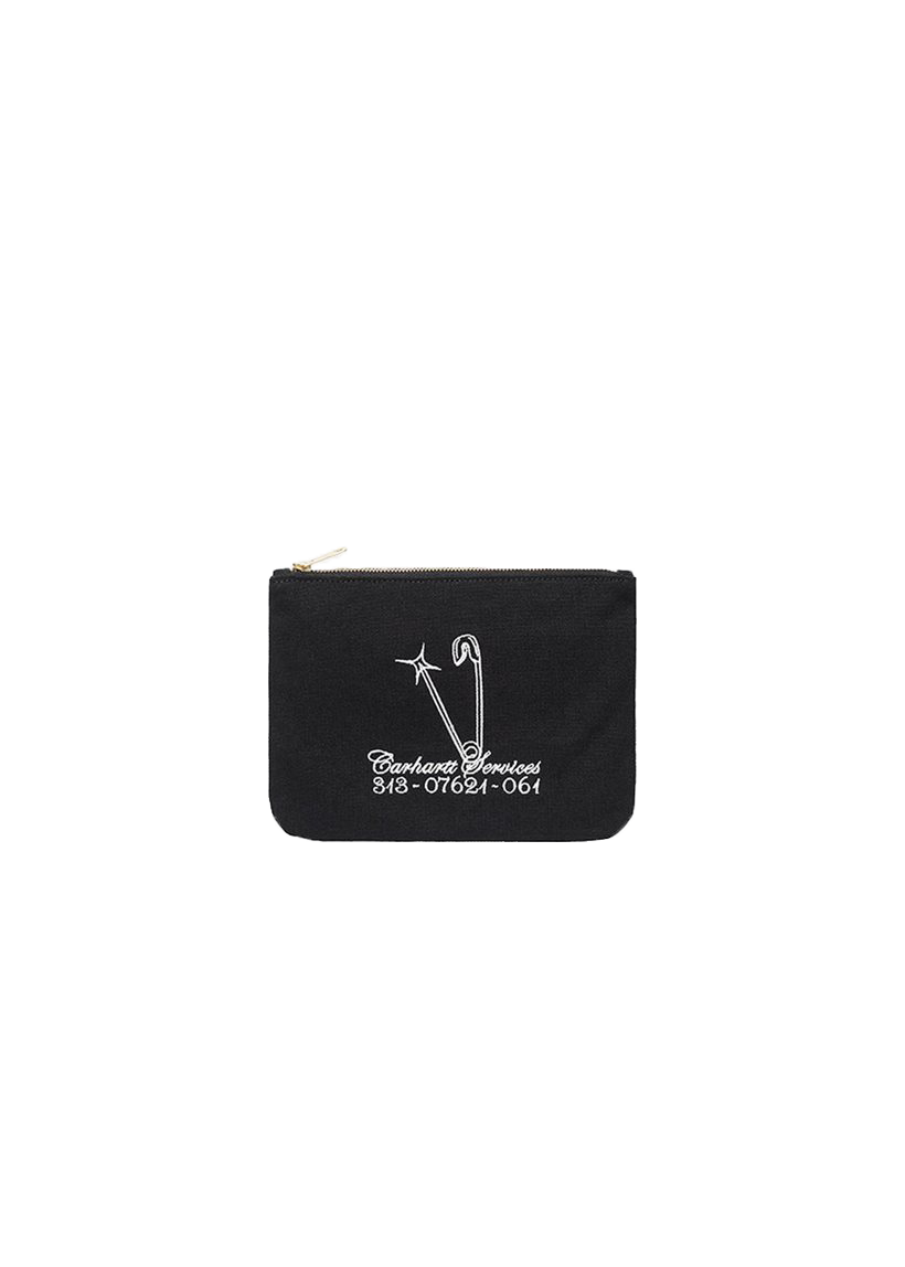 Carhartt WIP I033096 Canvas safety pin embroidery/BLK graphic zip wallet