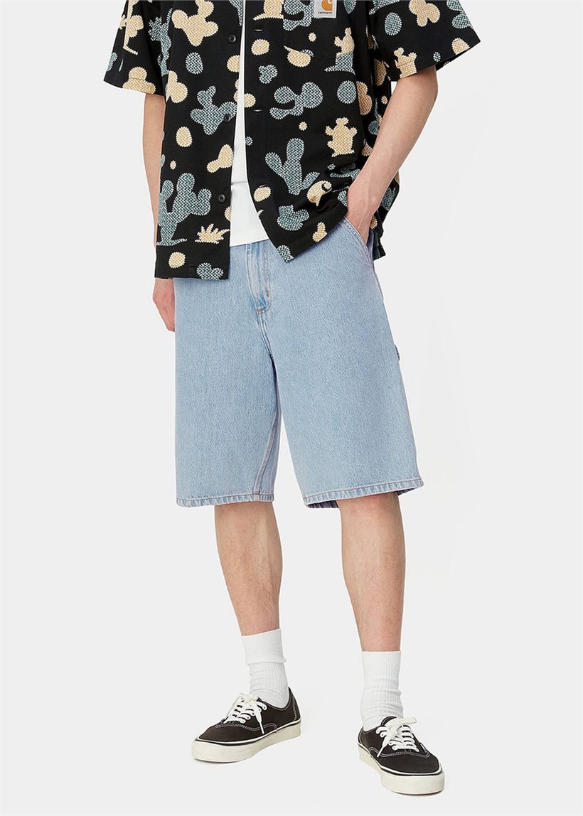 Carhartt WIP I032026 Single Knee blue heavy stone bleached shorts