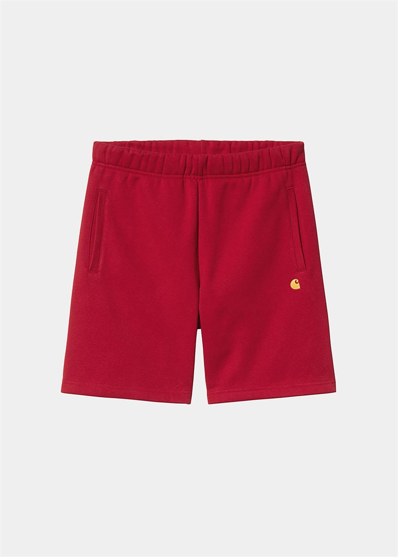 Carhartt WIP I028950 Chase cornel/gold sweat shorts