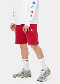 Carhartt WIP I028950 Chase cornel/gold sweat shorts